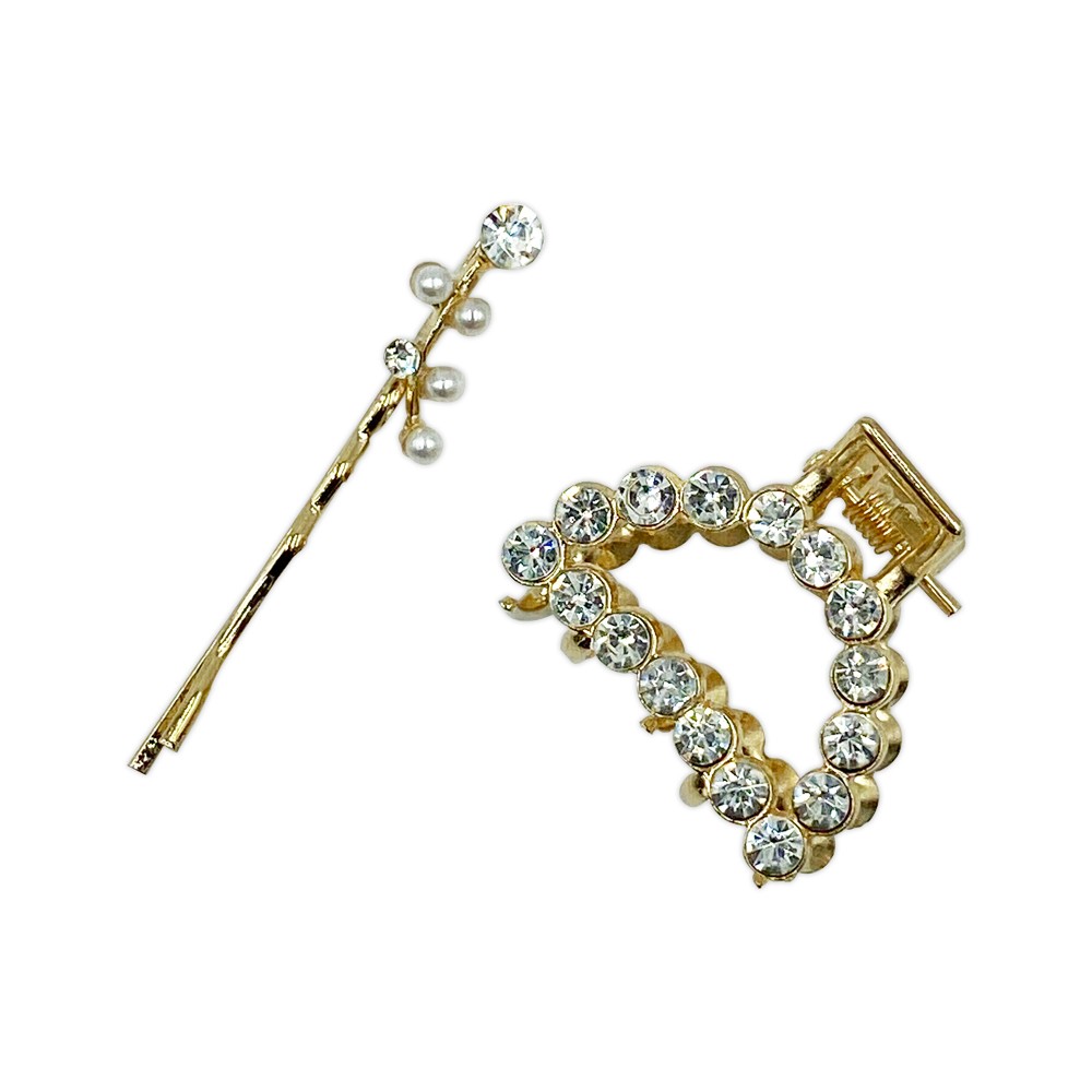 Ebo Fashion Pearl Hair Clip Style 2 Pcs Gold