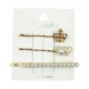 Ebo Fashion Pearl Hair Clip Crown Style 3 Pcs Gold