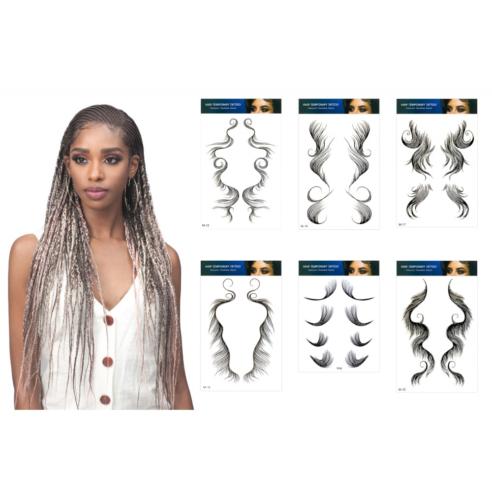 Ebo 10 Styles Baby Hair Tattoo Stickers Baby Hair Tattoo Edges Hair Bangs Curly Hair Styling Templates Waterproof And Lasting Tattoo 10 Pcs Assorted Styles