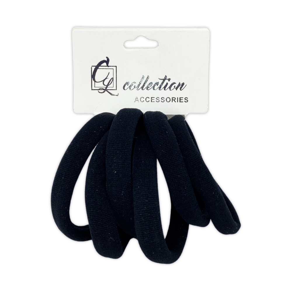 Ebo Medium Size Clothe Hair Elastics Scrunchies Hair Elastic Ponytail Holder Tie Hair Accessories Black 6 Pcs