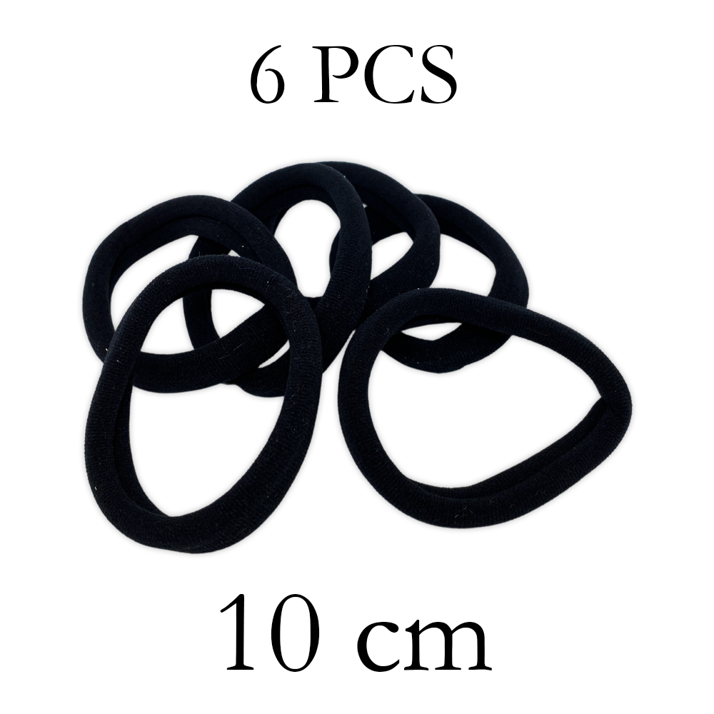Ebo Medium Size Clothe Hair Elastics Scrunchies Hair Elastic Ponytail Holder Tie Hair Accessories Black 6 Pcs