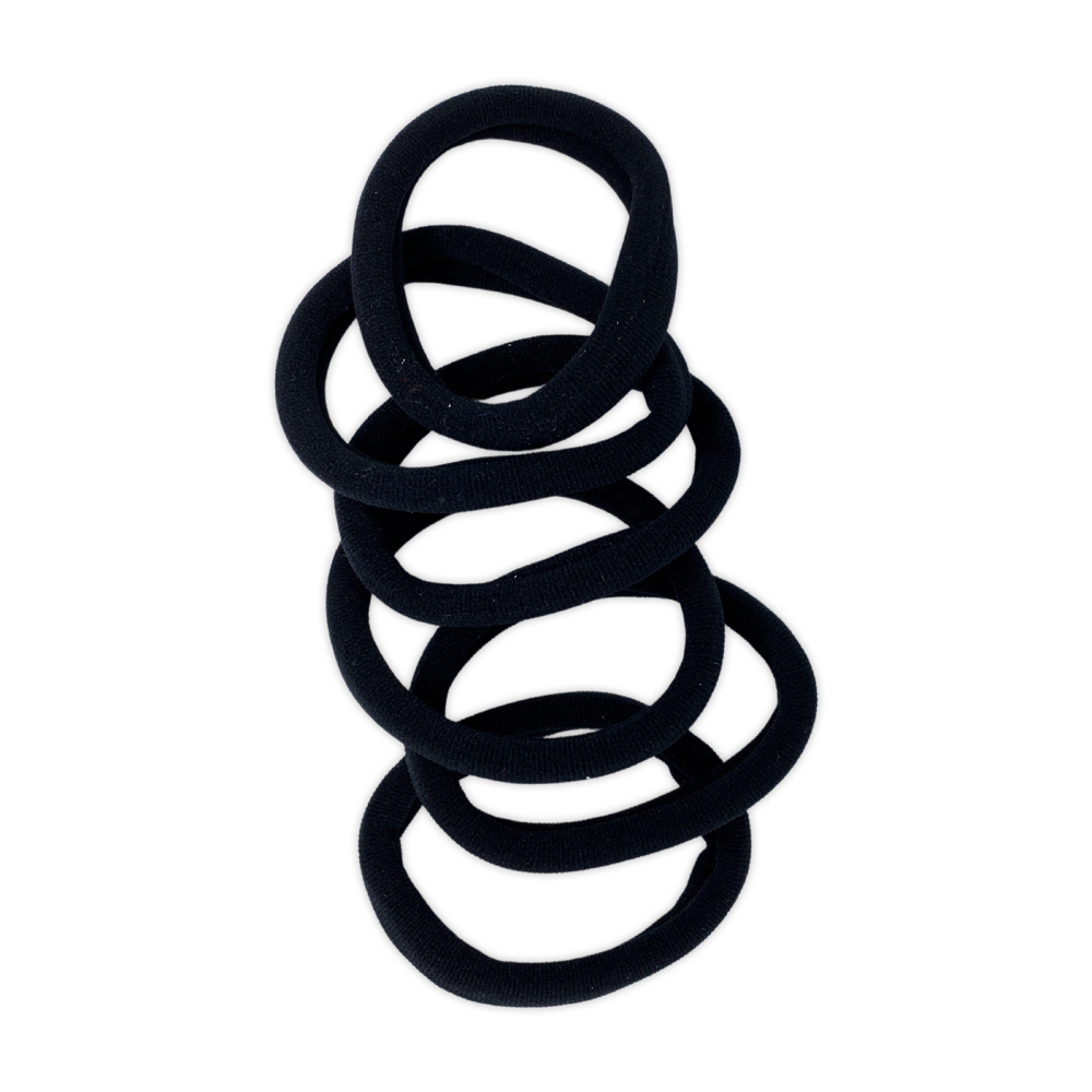 Ebo Medium Size Clothe Hair Elastics Scrunchies Hair Elastic Ponytail Holder Tie Hair Accessories Black 6 Pcs