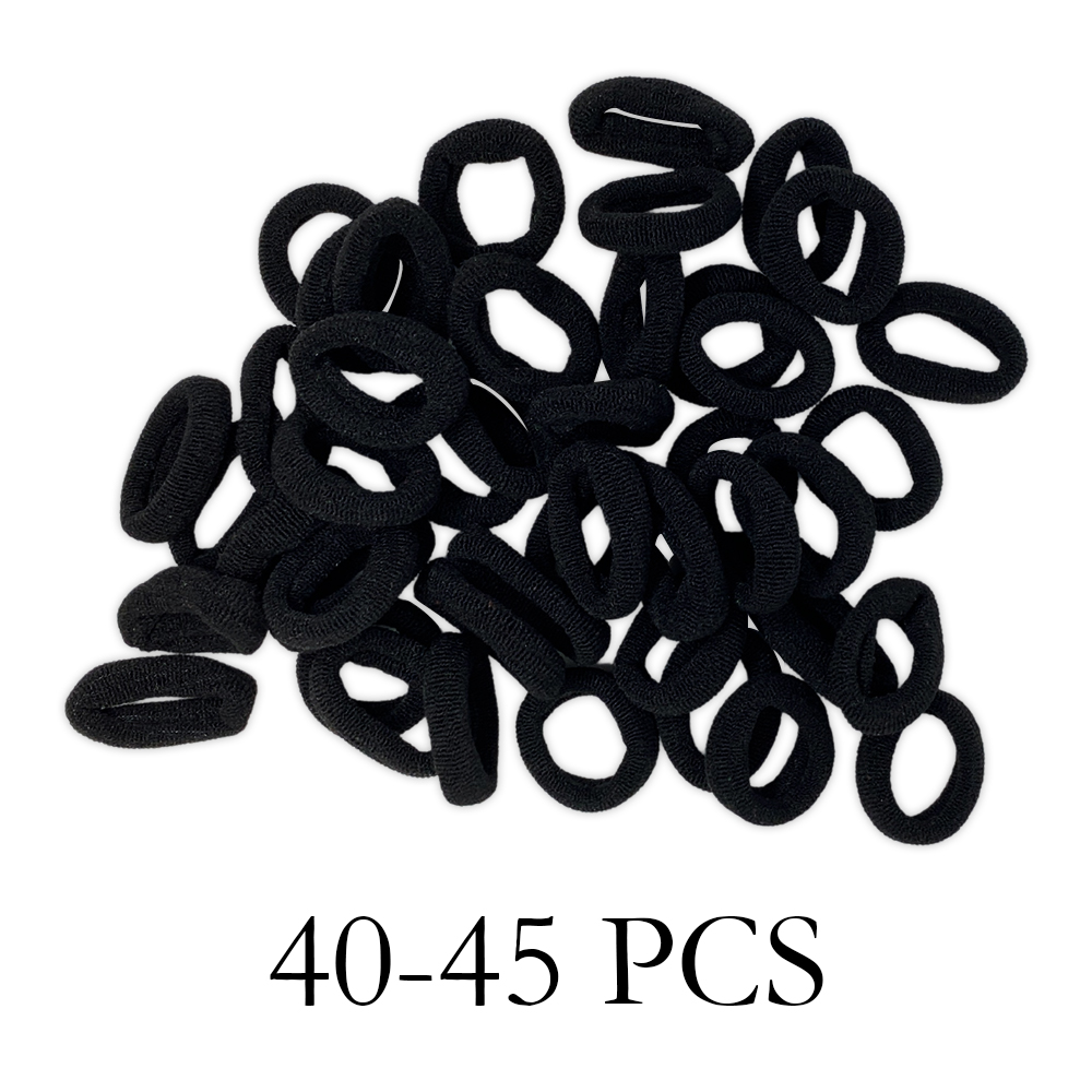 Ebo Mini Size Clothes Hair Elastics Scrunchies Hair Elastic Ponytail Holder Tie Hair Accessories Black 40 Pcs