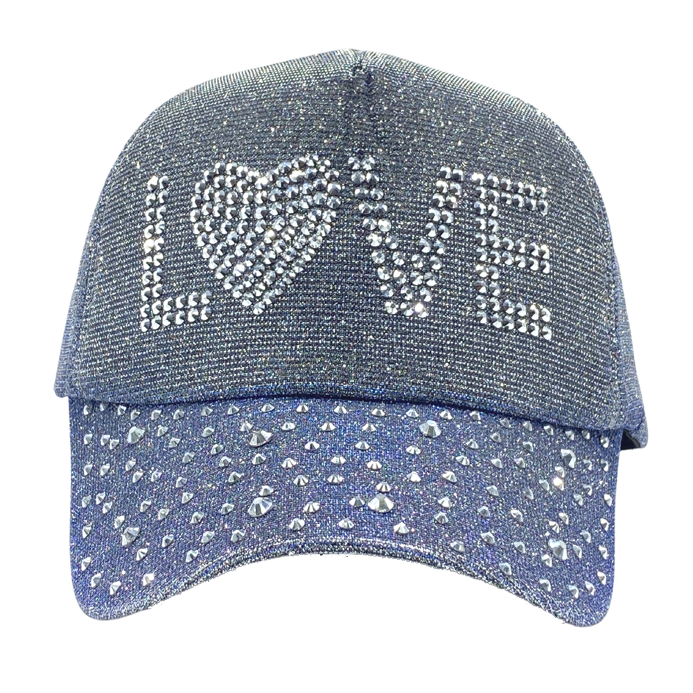 Free Shipping ebo fashion adjustable unisex rhinestone hats baseball caps hats men women ( Love Blue )