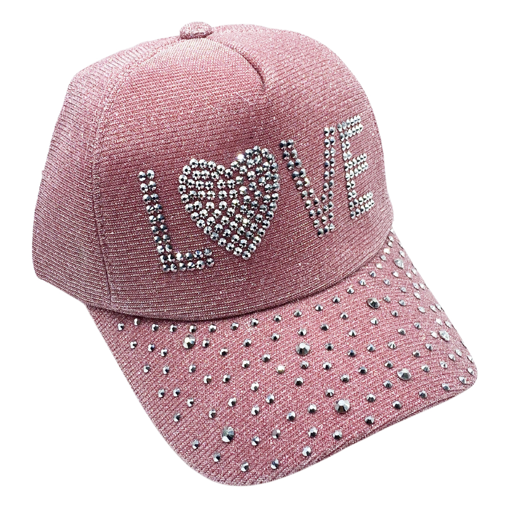 Ebo Fashion Adjustable Unisex Rhinestone Hats Baseball Caps Hats Men Women ( Love Pink )