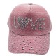 Ebo Fashion Adjustable Unisex Rhinestone Hats Baseball Caps Hats Men Women ( Love Pink )