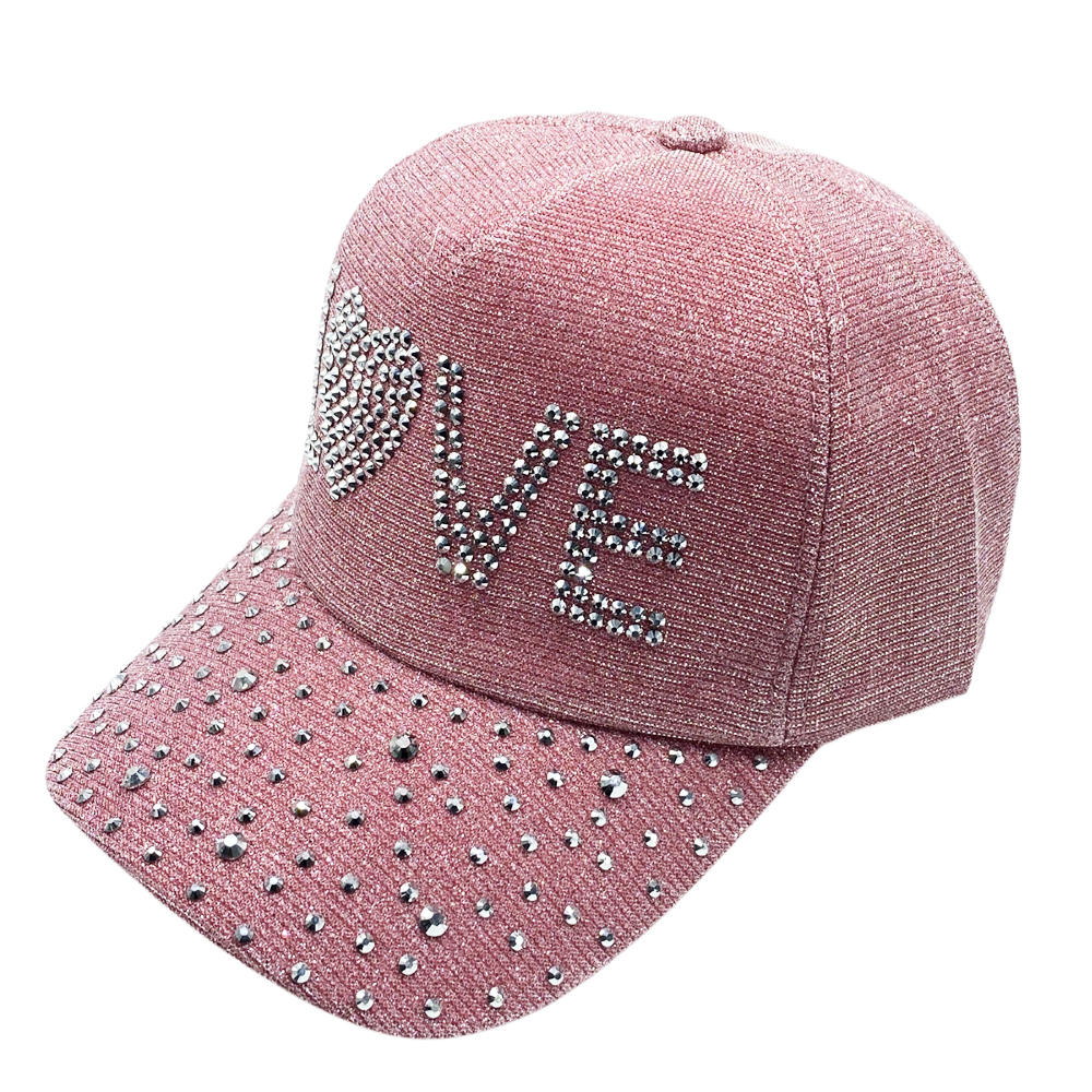 Ebo Fashion Adjustable Unisex Rhinestone Hats Baseball Caps Hats Men Women ( Love Pink )
