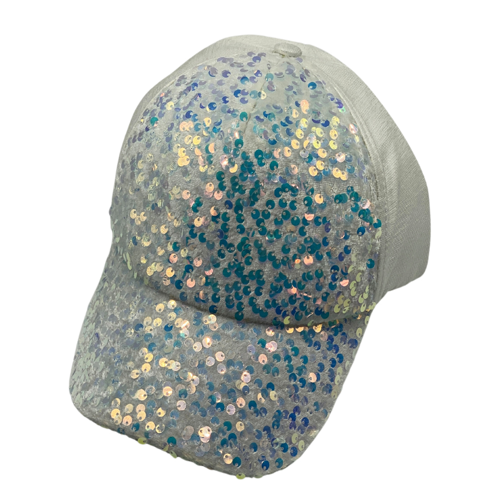 Ebo Fashion Adjustable Unisex Sequin Hat Baseball Caps Hats Men Women  ( White )