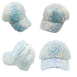 Ebo Fashion Adjustable Unisex Sequin Hat Baseball Caps Hats Men Women  ( White ) 