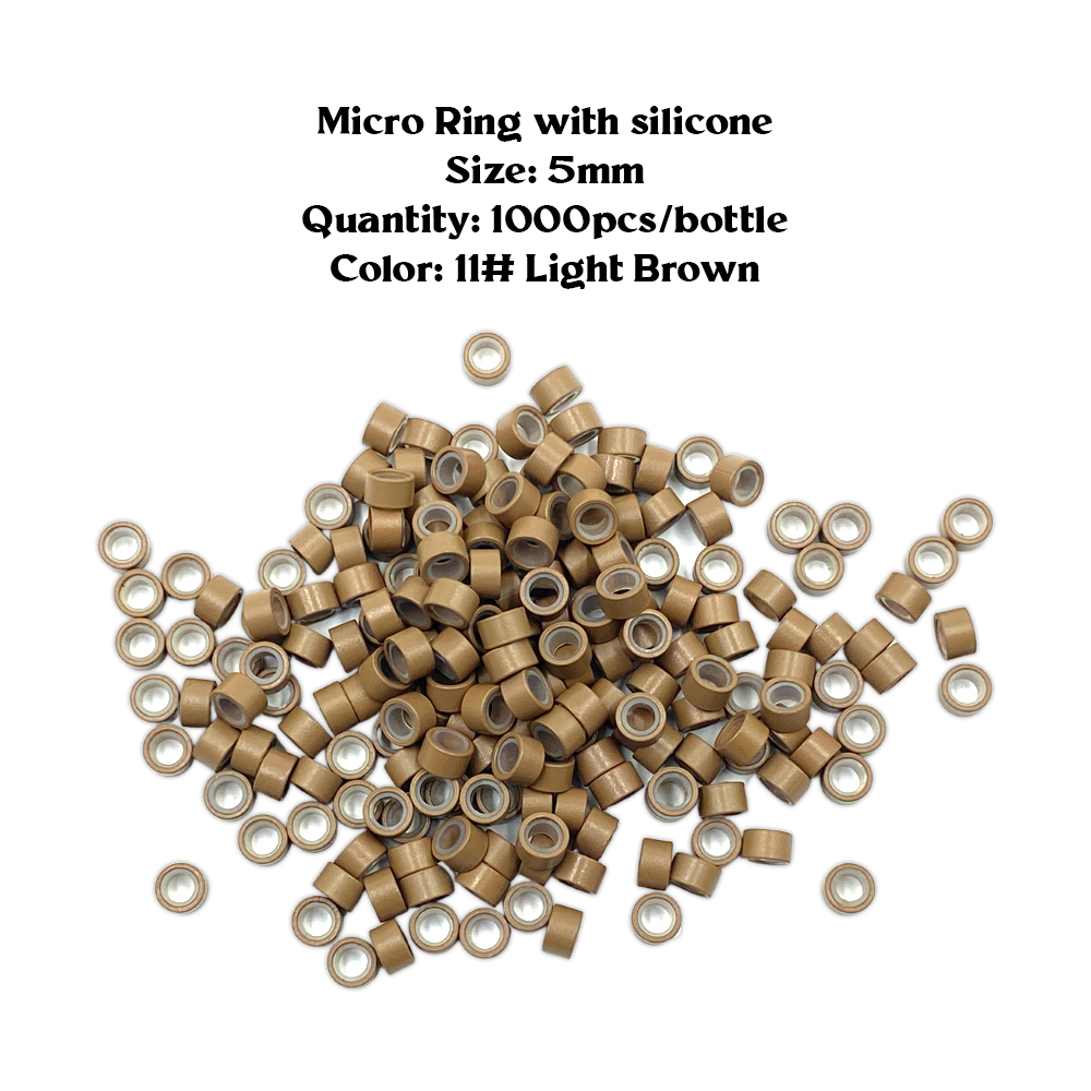 Ebo Premium Silicone Micro Rings 5mm I Tip Hair Extensions Silicone Lined Beads For Human Hair Extensions Tool 1000 Pcs Light Brown
