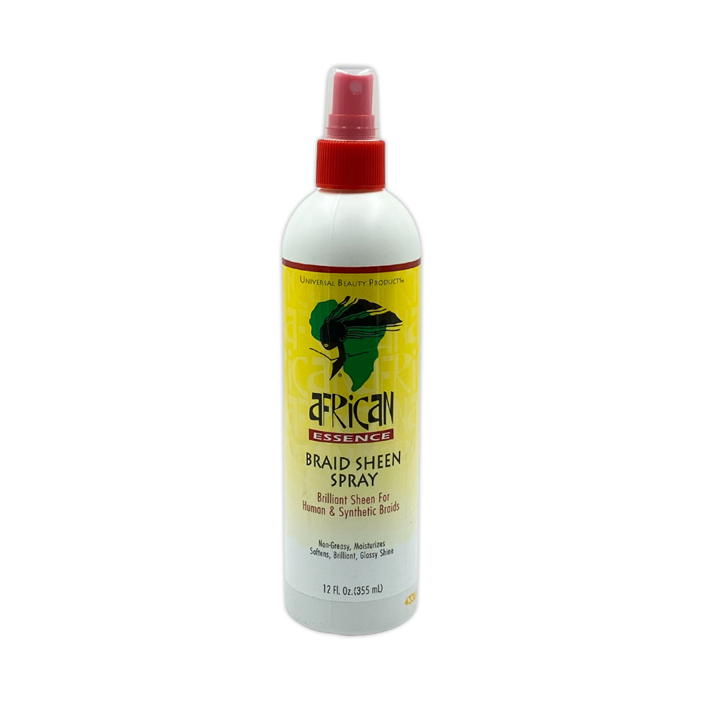 African Essence Braid Sheen Spray Brilliant Sheen For Human And Synthetic Braids Non Greasy Moisturizes Softens Brilliant Glossy Shine 12 Oz