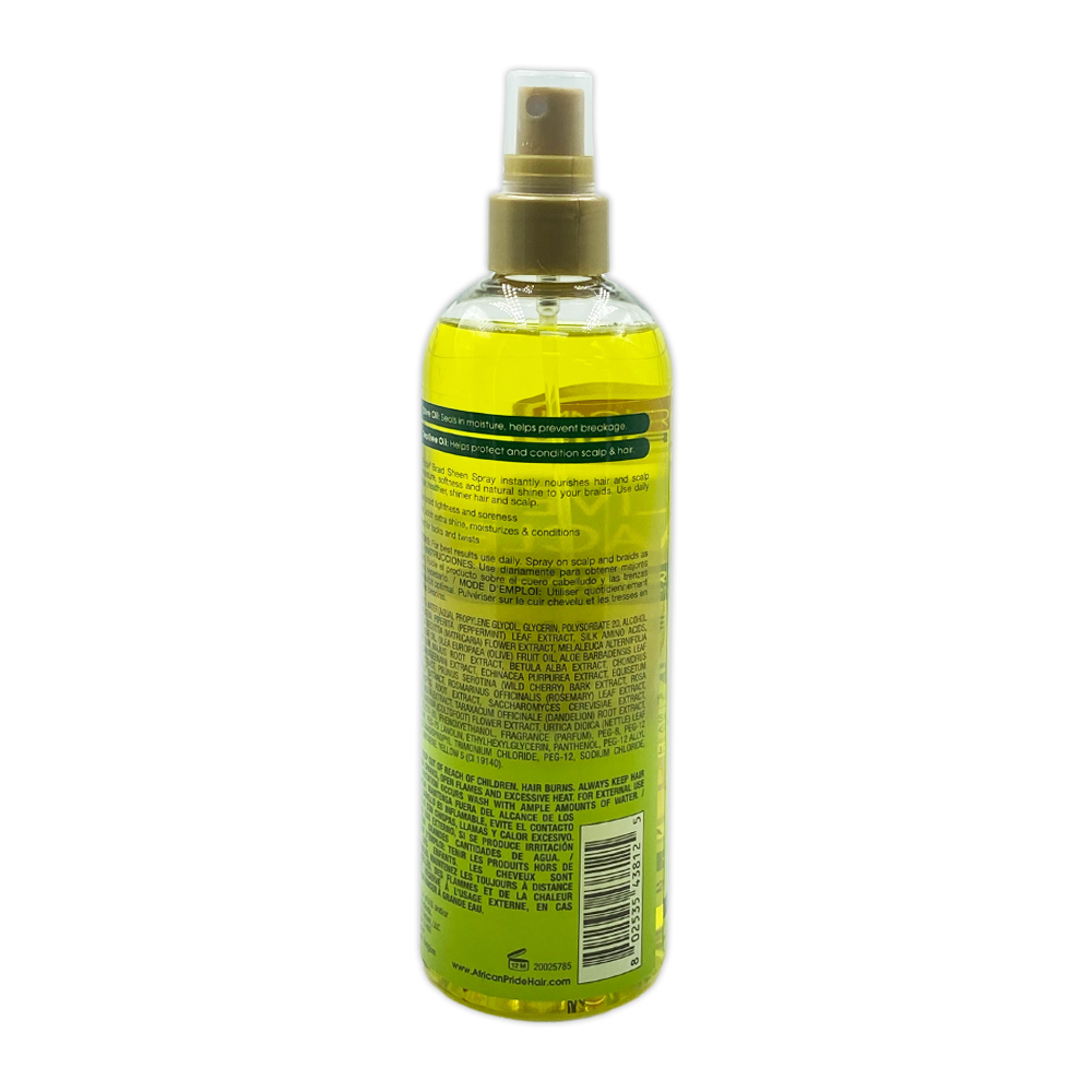 African Pride Olive Miracle Anti Breakage Formula Tension Relief And Shine Braid Sheen Spray 12 Oz
