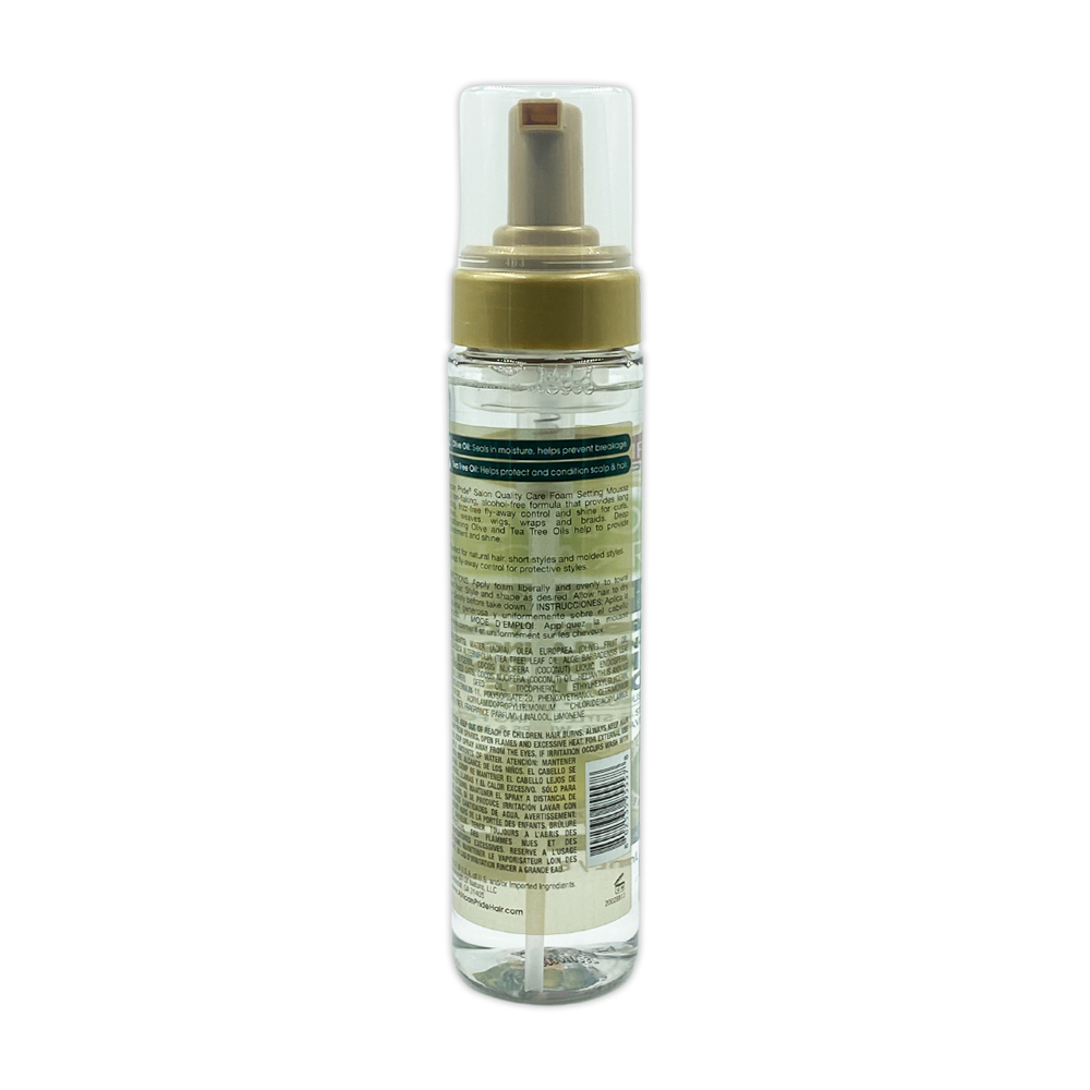 African Pride Olive Miracle Anti Breakage Formula Non Flaking Foam Setting Mousse 8.5 Oz