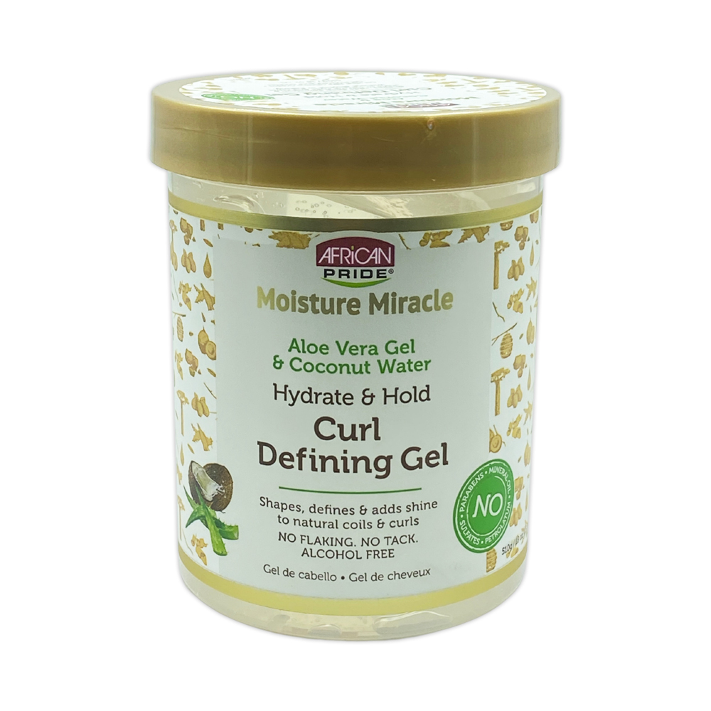 African Pride Moisture Miracle Aloe Vera Gel And Coconut Water Hydrate And Hold Curl Defining Gel 18 Oz