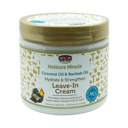 African Pride Moisture Miracle Coconut Oil And Baobab Oil Hydrate And Strengthen Leave In Cream 15 Oz