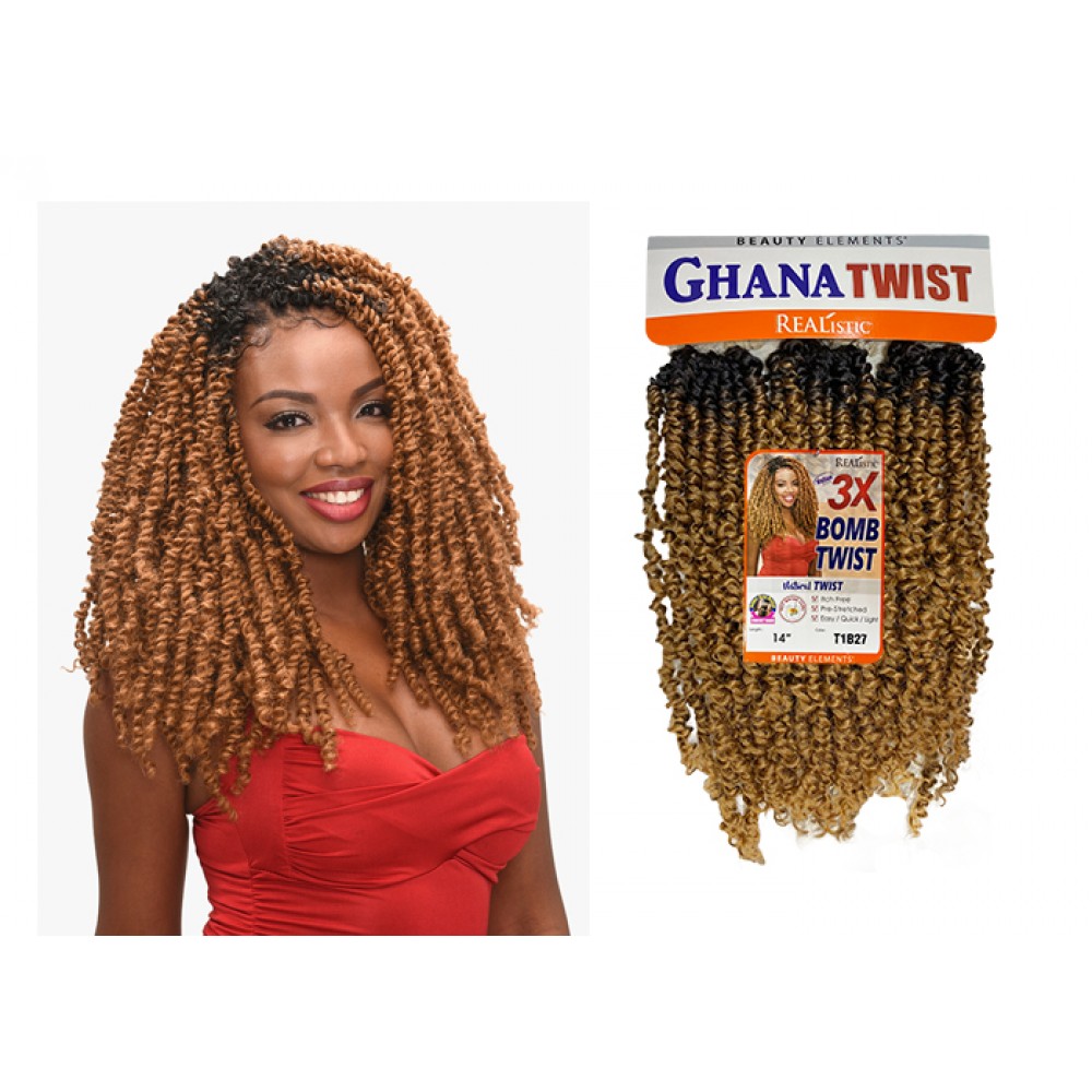 Beauty Elements Ghana Twist Synthetic Hair Crochet Braid Loop 3x Pre Stretched Passion Twist 14”
