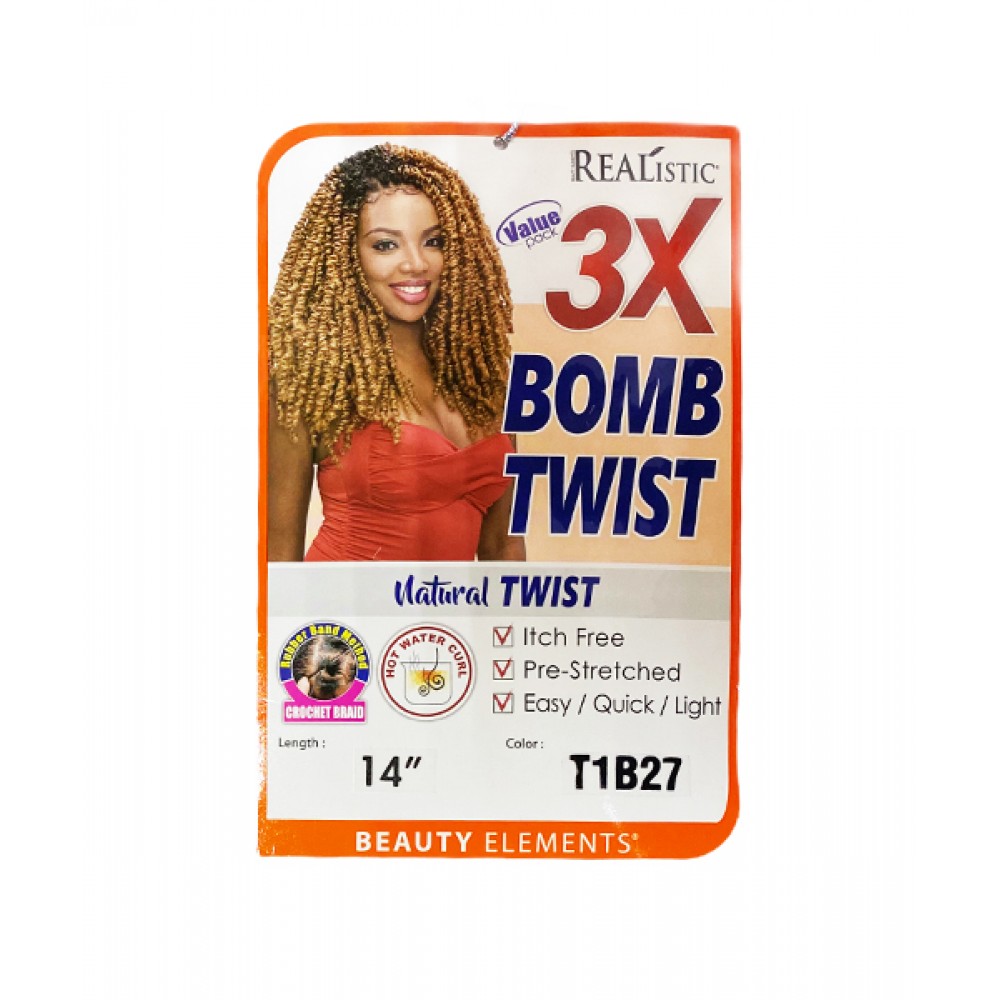 Beauty Elements Ghana Twist Synthetic Hair Crochet Braid Loop 3x Pre Stretched Passion Twist 14”