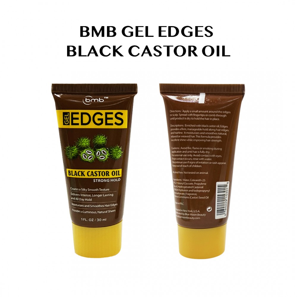 Free Shipping BMB Gel Edges Black Castor Oil Strong Hold - 1 fl oz / 30 ml ( 2 Pack )