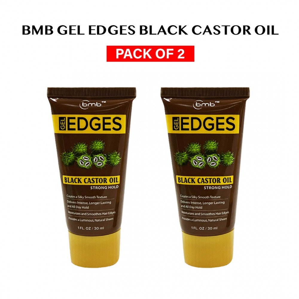 Free Shipping BMB Gel Edges Black Castor Oil Strong Hold - 1 fl oz / 30 ml ( 2 Pack )