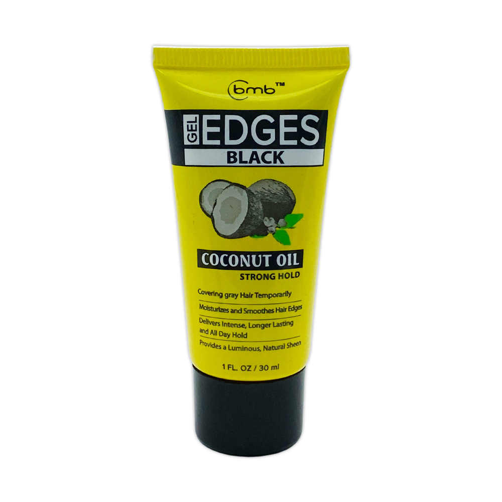 Bmb Gel Edges Control Black Coconut Oil Covering Gray Hair Temporarily Moisturizes And Smoothes Hair Edges 1 OZ