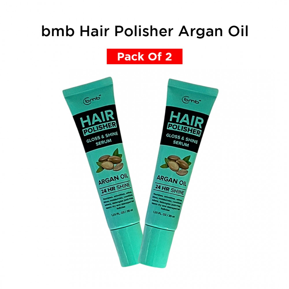 BMB Hair Polisher Gloss & Shine Serum Argan Oil 24 HR Shine - 1.25 Fl. Oz ( 2 Pack )