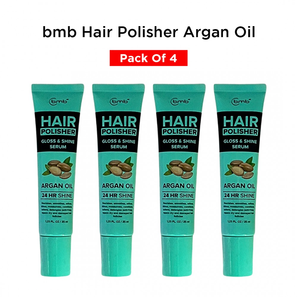 BMB Hair Polisher Gloss & Shine Serum Argan Oil 24 HR Shine - 1.25 Fl. Oz ( 4 Pack )