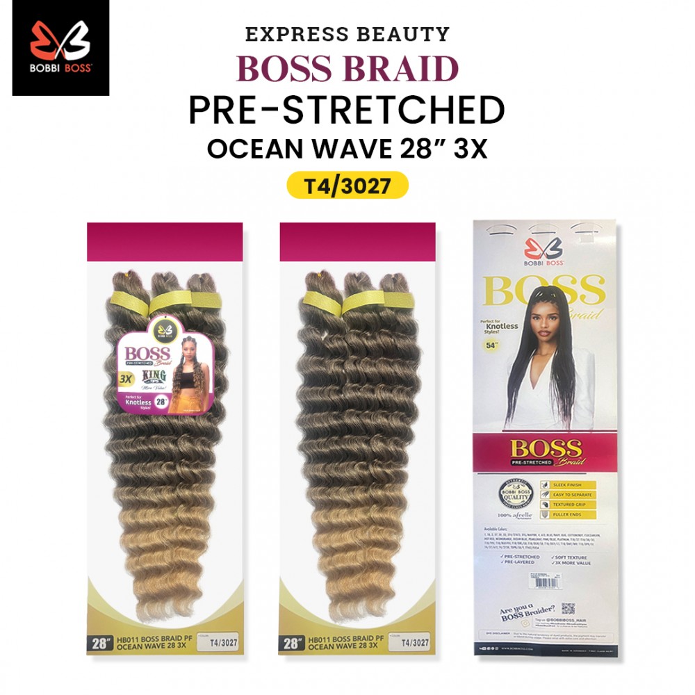 Free Shipping Ebo Bobbi Boss King Tips Boss Braid Pre-Stretched Ocean Wave Braiding Hair 28" 3X Perfect for Knotless Styles