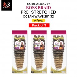 Ebo Bobbi Boss King Tips Boss Braid Pre-Stretched Ocean Wave Braiding Hair 28" 3X Perfect For Knotless Styles (3 Pack)