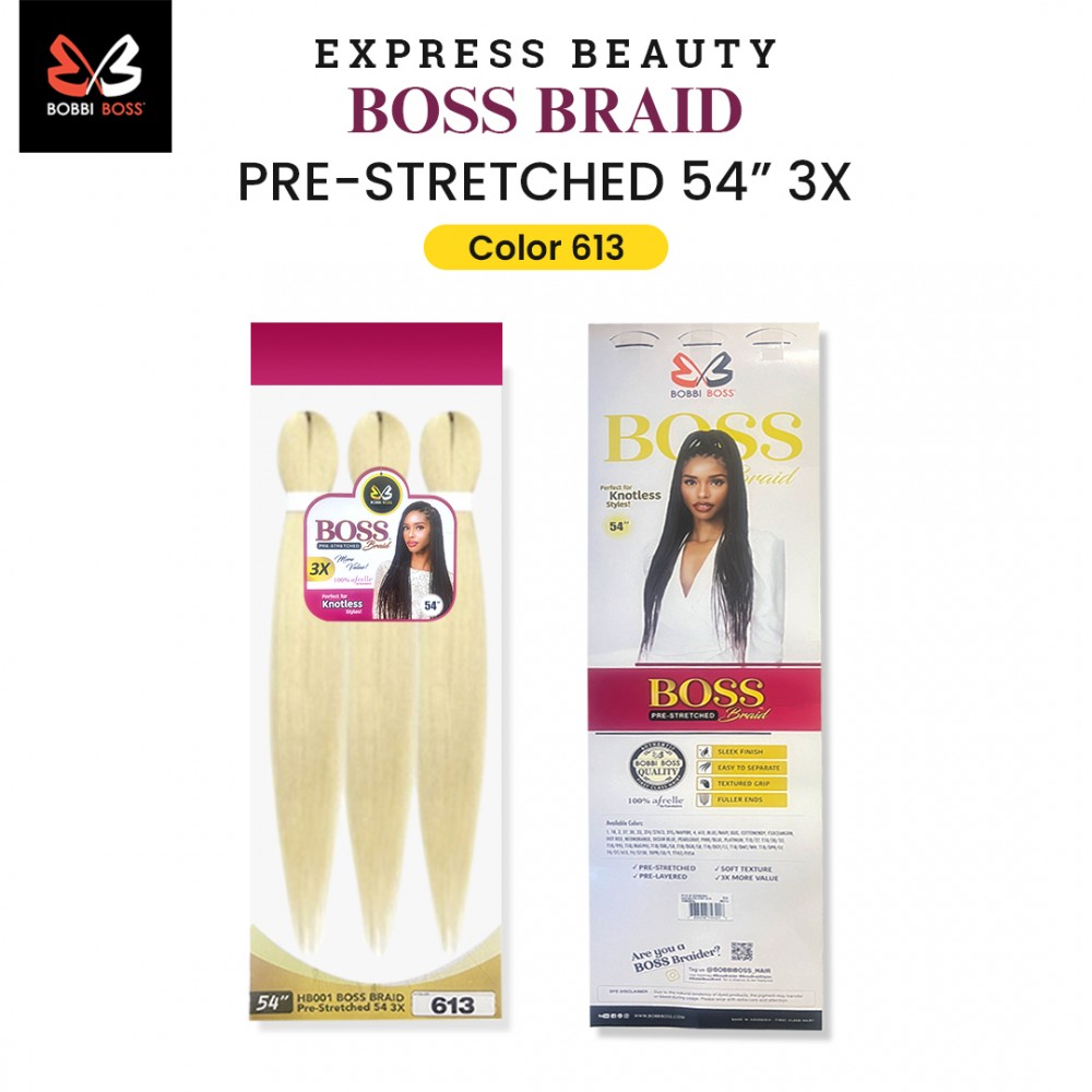 Free Shipping Ebo Bobbi Boss King Tips Boss Braid Pre-Stretched Braiding Hair 54" 3X Perfect for Knotless Styles (3 Pack)