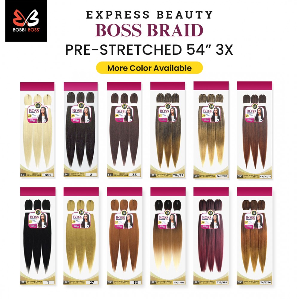 Free Shipping Ebo Bobbi Boss King Tips Boss Braid Pre-Stretched Braiding Hair 54" 3X Perfect for Knotless Styles (3 Pack)