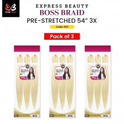 Ebo Bobbi Boss King Tips Boss Braid Pre-Stretched Braiding Hair 54" 3X Perfect For Knotless Styles (3 Pack)