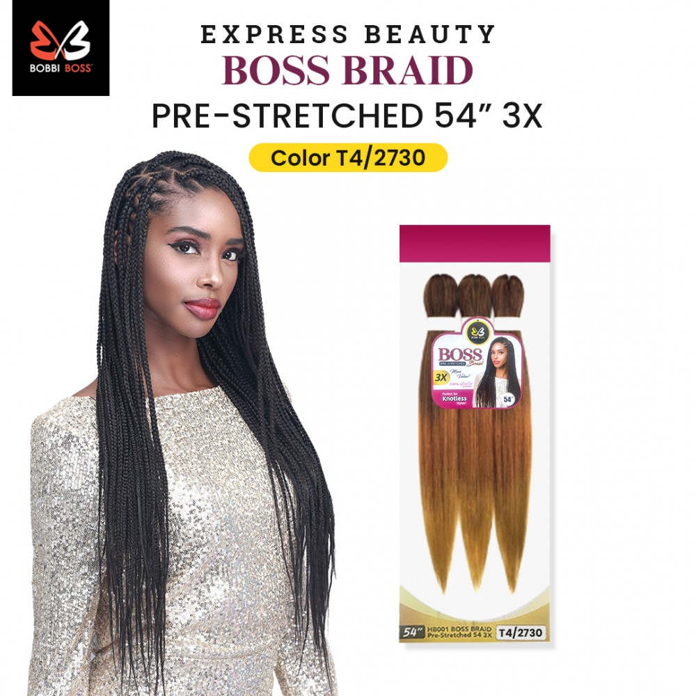 Free Shipping Ebo Bobbi Boss King Tips Boss Braid Pre-Stretched Braiding Hair 54" 3X Perfect for Knotless Styles