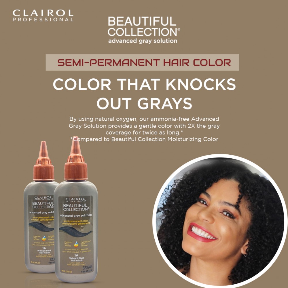Free Shipping Clairol Professional Beautiful Collection Advanced Gray Solution Semi Permanent Hair Color (2 Pack) (1A Midnight Black) - 3 oz
