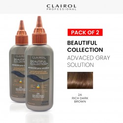 Clairol Professional Beautiful Collection Advanced Gray Solution Semi Permanent Hair Color (2 Pack) (2A Rich Dark Brown) - 3 Oz