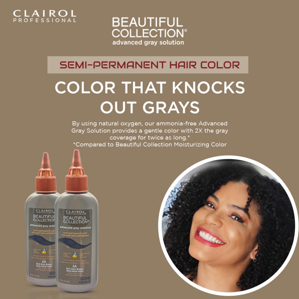 Free Shipping Clairol Professional Beautiful Collection Advanced Gray Solution Semi Permanent Hair Color (2 Pack) (2A Rich Dark Brown) - 3 oz