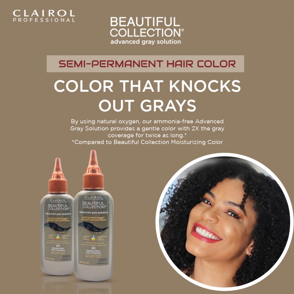 Free Shipping Clairol Professional Beautiful Collection Advanced Gray Solution Semi Permanent Hair Color (2 Pack) (2N Espresso Bean) - 3 oz