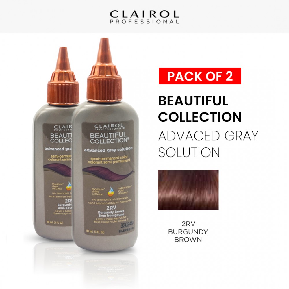 Free Shipping Clairol Professional Beautiful Collection Advanced Gray Solution Semi Permanent Hair Color (2 Pack) (2RV Burgundy Brown) - 3 oz