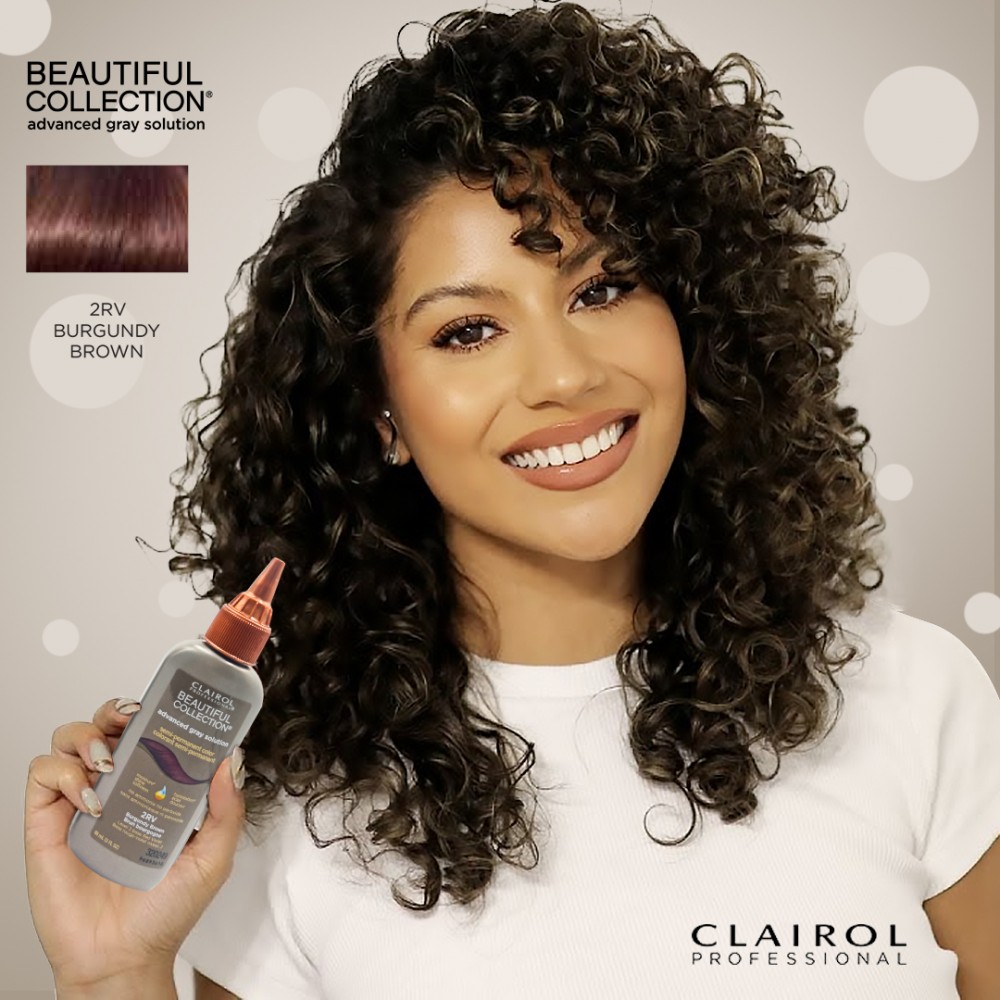 Free Shipping Clairol Professional Beautiful Collection Advanced Gray Solution Semi Permanent Hair Color (2 Pack) (2RV Burgundy Brown) - 3 oz