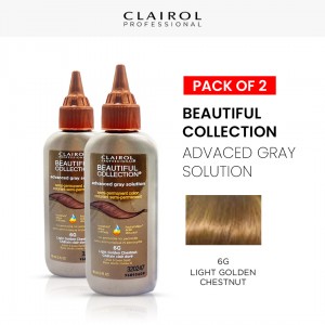 Clairol Professional Beautiful Collection Advanced Gray Solution Semi Permanent Hair Color (2 Pack) (6G Light Golden Chestnut) - 3 Oz