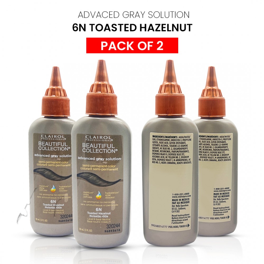 Free Shipping Clairol Professional Beautiful Collection Advanced Gray Solution Semi Permanent Hair Color (2 Pack) (6N Toasted Hazelnut) - 3 oz