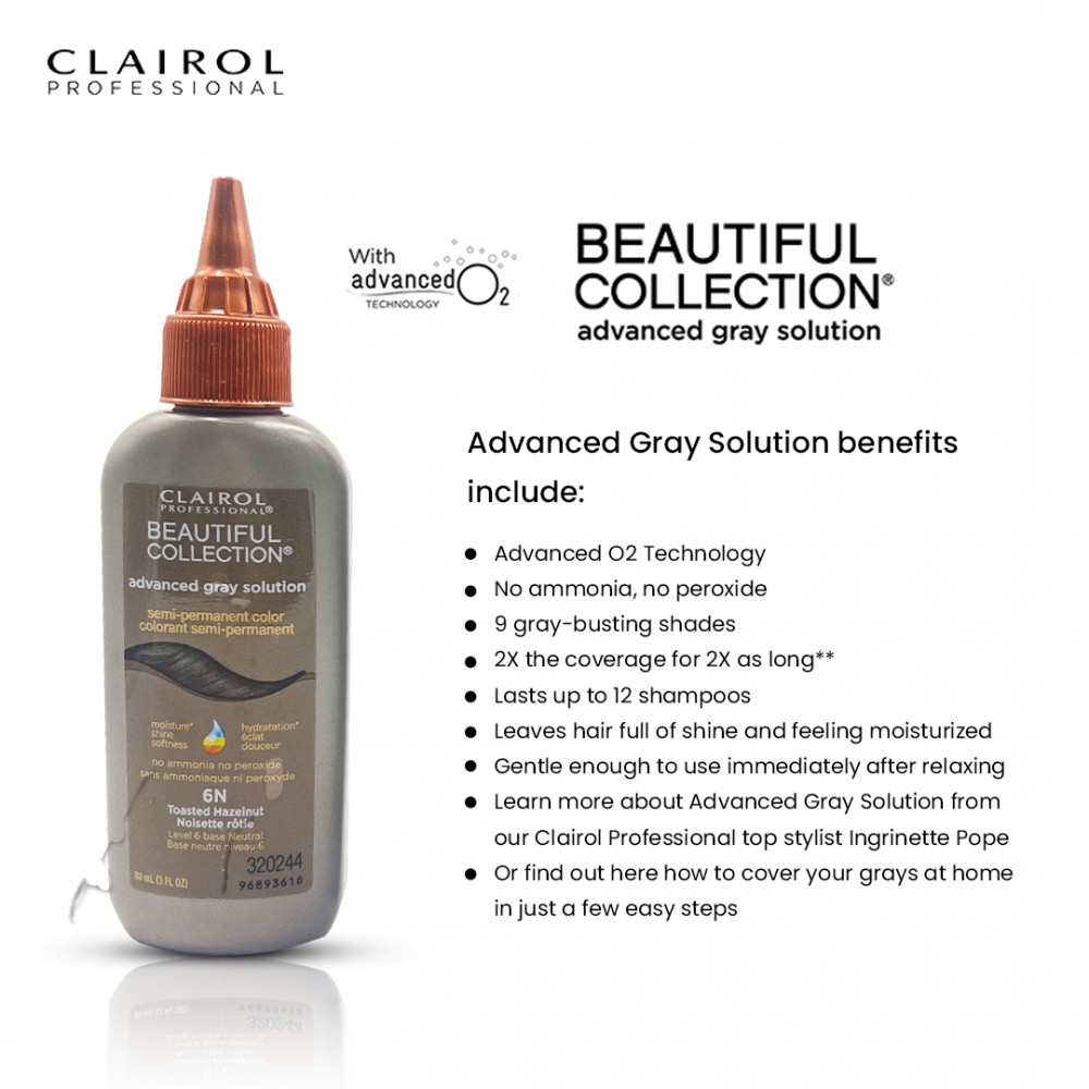 Free Shipping Clairol Professional Beautiful Collection Advanced Gray Solution Semi Permanent Hair Color (2 Pack) (6N Toasted Hazelnut) - 3 oz