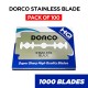 Free Shipping Dorco Platinum Extra Double Edge Razor Blades - 100 Pack