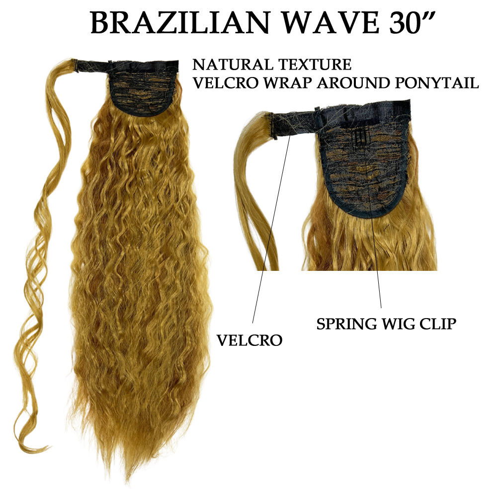 Free Shipping Ebo Synthetic Heat Resistant Wrap Around Ponytail Hair Extension Brazilian Wave 30"