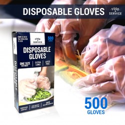 Plastic Disposable Food Gloves One Size Extra Long (500 CT)