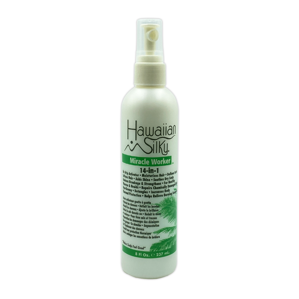 Hawaiian Silky Miracle Worker 14-in-1 No Drip Activator Moisturizes Hair Defines Curls Softens Hair Spray 8 Oz
