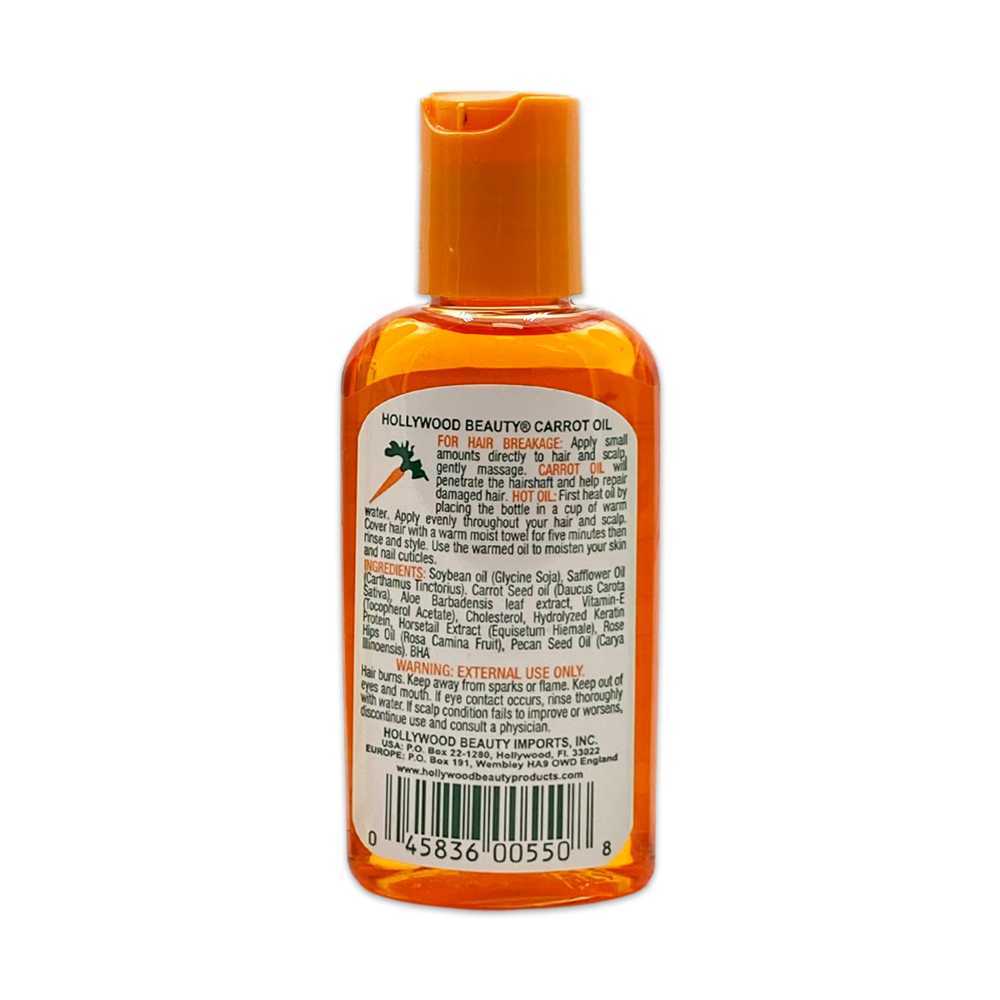 Hollywood Beauty Carrot Oil Repairs Split Ends Fights Hair Breakage Hair Oil 2 Fl Oz