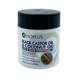Isoplus Black Castor Oil And Coconut Oil Hair And Scalp Conditioner Helps Stimulate Hair Growth Helps Strengthen Thinning Hair Helps Moisturize Damaged Hair 5.25 OZ 