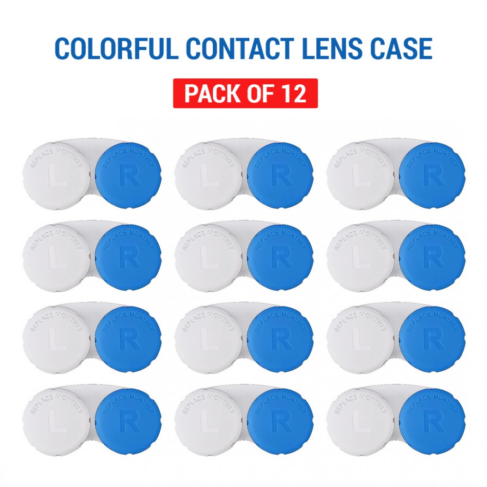 Ebo Colorful Contact Lens Case ( Blue ) - 12 Pack
