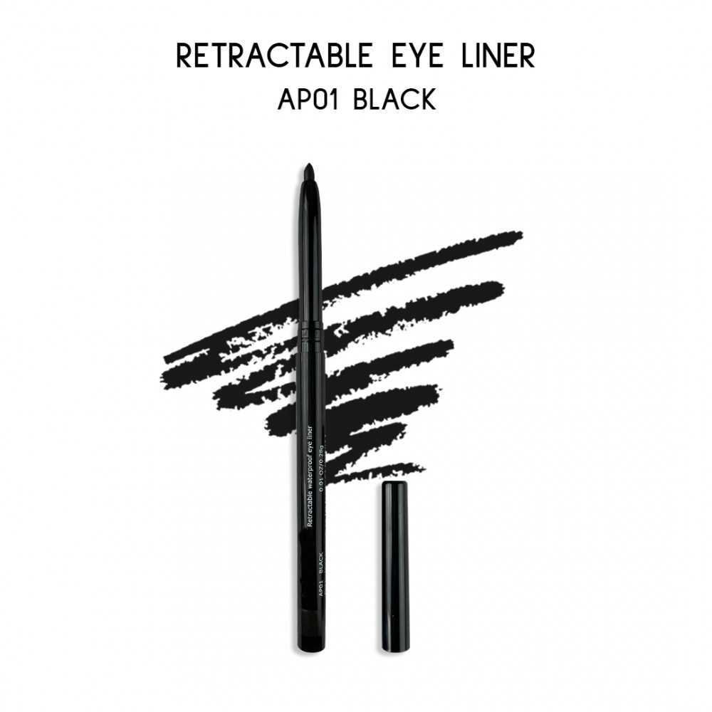 Ebo Retractable Waterproof Eyeliner Mechanical Eyeliner Pencil AP01 BLACK ( Pack Of 2 )