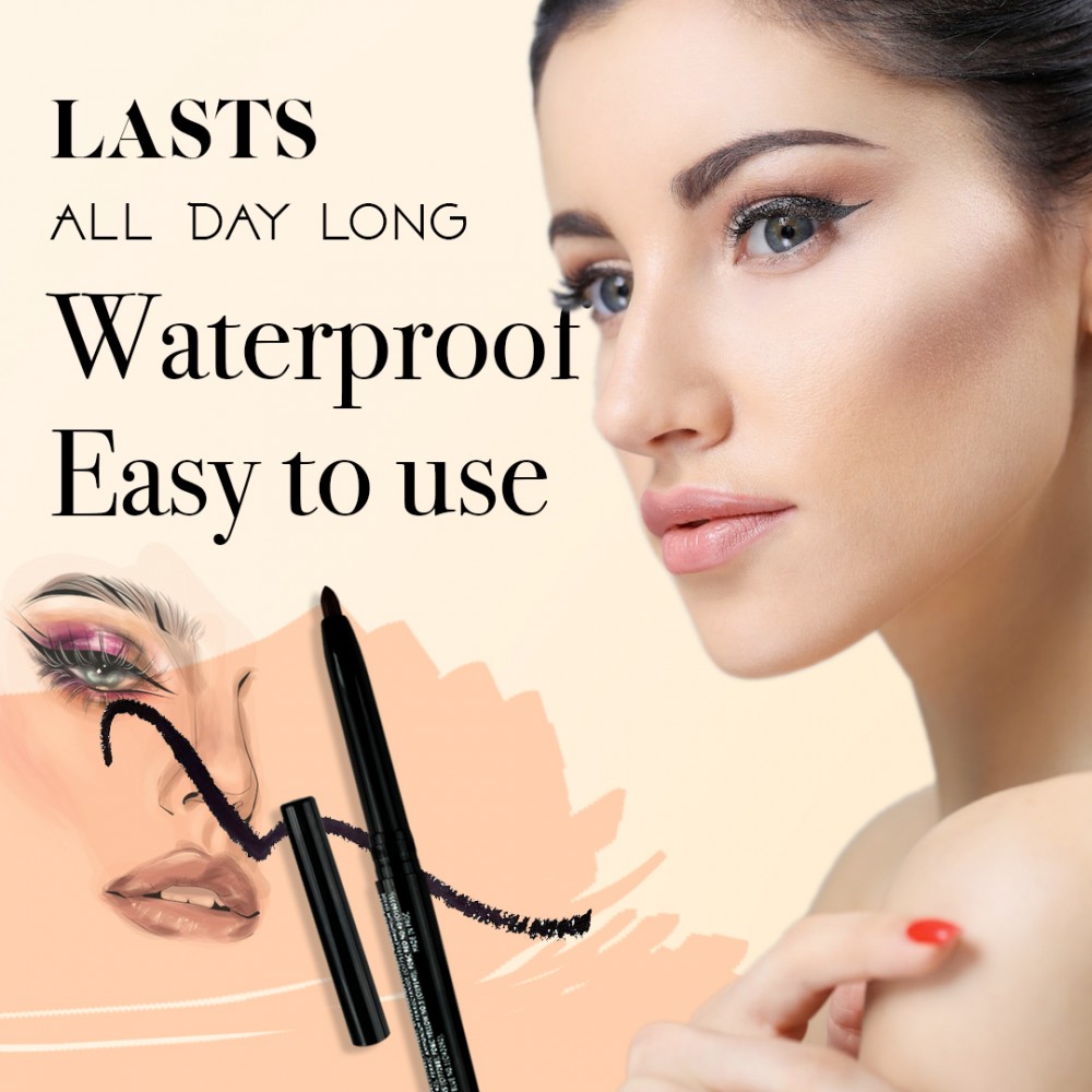 Ebo Retractable Waterproof Eyeliner Mechanical Eyeliner Pencil AP01 BLACK ( Pack Of 2 )